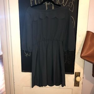 NWOT Scalloped Dark Gray Dress! Size Large